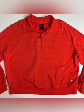 prAna Red Quarter Zip Pullover Small Eco Hemp Tencel Athleisure Sweatshirt